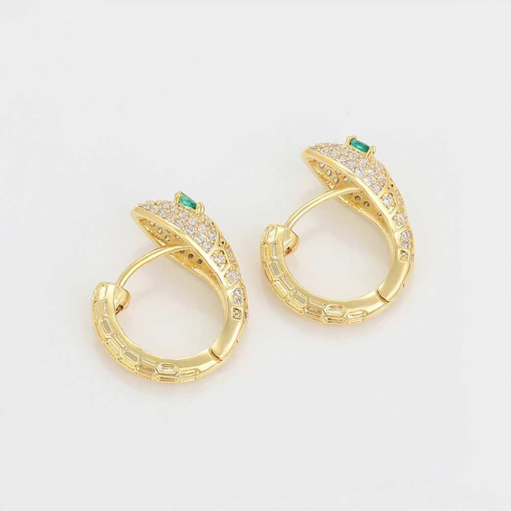 Last 1🔥14k Gold Plated Hoop Earrings with White CZ Zircon Tarnish Free Jewelry - Picture 4 of 10